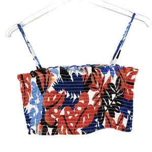 NWT Anthropologie O.P.T. Floral Smocked Linen Blend Crop Top Size Small S NEW